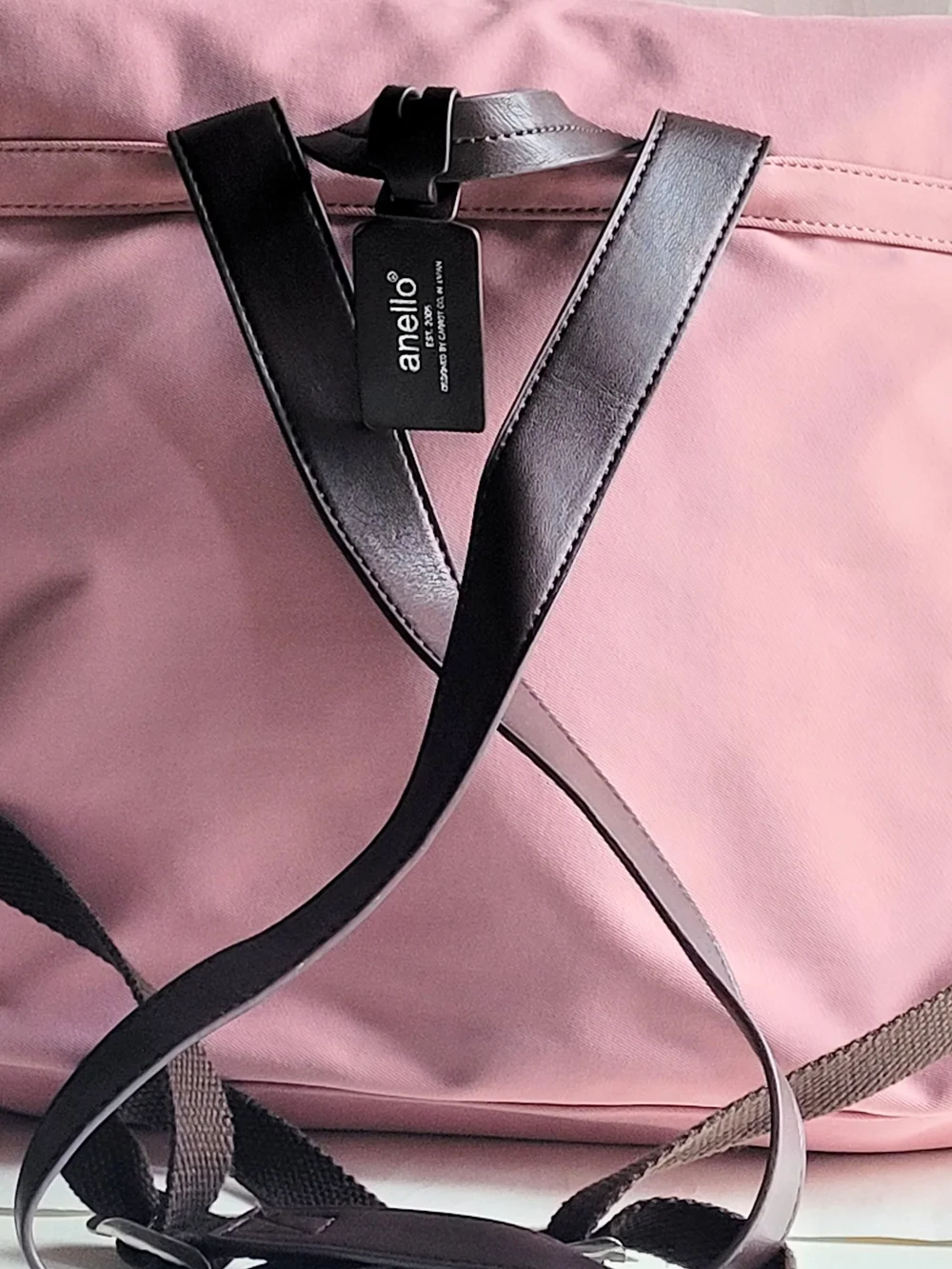 Anello Pink Canvas Backpack with Dark Brown Trim